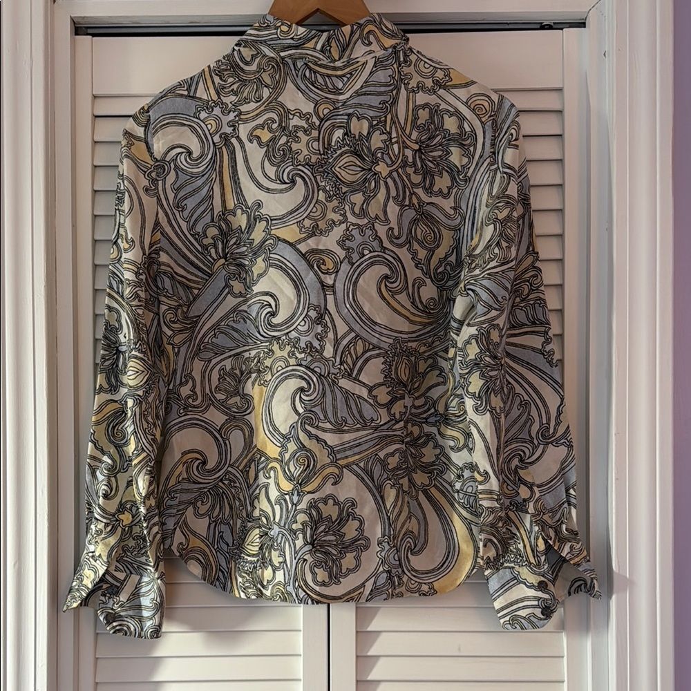 Sigrid Olsen Cream And Gray Graphic Button Down B… - image 6